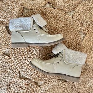 Unbranded | Cream Faux Leather Ankle Booties